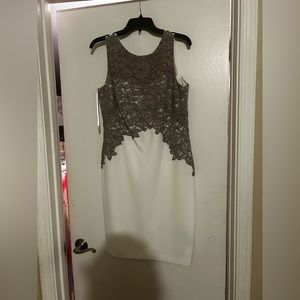 Ralph Lauren Ivory Zinc Lace Accent Sleeveless Mini Sheath Formal Dress